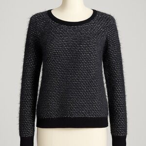TIBI Women's Black/ Gray Eyelash-Knit Wool Blend Sweater Size Medium